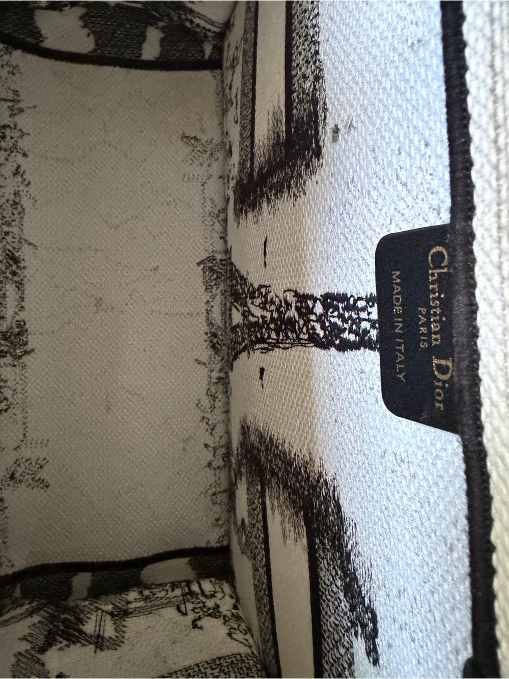 Dior Black and White Large Canvas 'Christian Dior' Tote - Picture 4 of 4